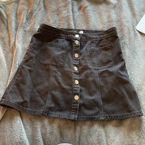 Black denim skirt